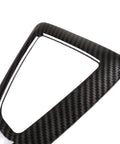 Close-up of BMW Carbon Fiber Style Interior Trim Sticker Kit for 1 Series through 4 Series 2014 2018, showing shift knob panel frame cover.