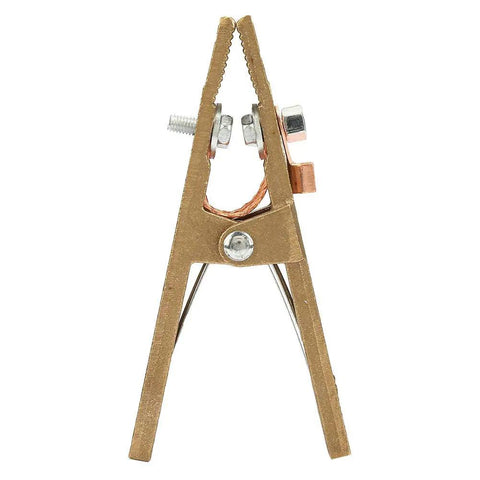Heavy Duty Brass A-Shape Ground Welding Earth Clamp With Super 300 Amp High Conductivity For Argon Arc TIG And Stick Welding Jobs That Get Dirty Fast, showing a close-up view of the clamp.
