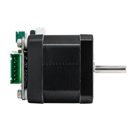 Side view of NEMA17 closed-loop servo motor with green PCB on the left