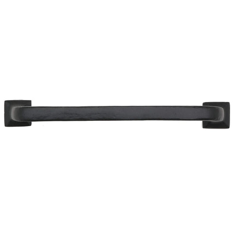 Front view of Six Inch C2C Modern Texture Cabinet Handle Pull In Solid Cast Iron Black Finish Five Pack with 6-7/8 inch overall length.