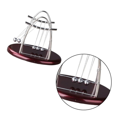 Large Pendulum Balance Balls Newtons Cradle for Desk Decor shown with five steel balls on plastic base