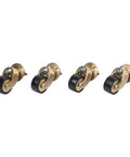 360° Silent Brass Furniture Casters 4-Pack Wheels 360° Silent shown from front with gold brass finish and black wheels.