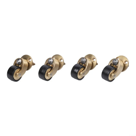 360° Silent Brass Furniture Casters 4-Pack Wheels 360° Silent shown from front with gold brass finish and black wheels.