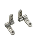 Two silver metal 360° torque hinges for cabinet doors