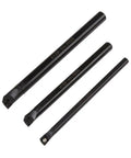 Three SCLCR Lathe Boring Bar Kit With Internal Turning Tool Holder in different sizes, black coating, for CNC machines.