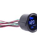 2-inch (52mm) round digital oil pressure gauge with blue LED display and wiring harness