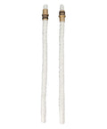 Wine Bottle Torch Kit With Brass Wick Holders And Copper Caps For Garden Patio Outdoor Use Includes Eight Fiberglass Wicks And Easy Install To Transform Standard Bottles Into Durable Lit Outdoor Glow showing two brass wick holders with fiberglass wicks