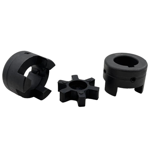 1 Inch Bore Flexible 3 Piece L Jaw Coupling Set With Rubber Spider For Log Splitter And Wood Processing Heavy Duty HT250 Cast Iron