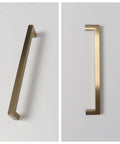 10 Pack 8 Inch Hole Center Champagne Cabinet Pulls In Stainless Steel Square Drawer Handles front and side view