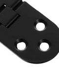 Close-up of black zinc alloy hinge from 8 Piece Black Zinc Alloy Folding Table Flip Top Hinges With 180 Degree Round Edge Design