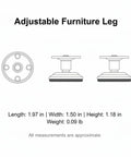 Threaded Adjustable Furniture Leg With Chrome Finish, 1.2 To 7.1 Inch Height Range, Plastic Leveling Feet For Uneven Floors illustration