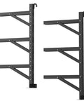 Heavy Duty Container Hanging Shelves 2 Pack No Drill Vertical Storage Racks For Building Materials And Workshop Tools, black steel, 4 shelves.
