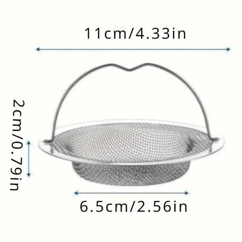 Premium Stainless Steel Drain Plug With Grip Handle Banishes Hair And Stops Pesky Clogs Cold, 11cm mesh size for easy draining.