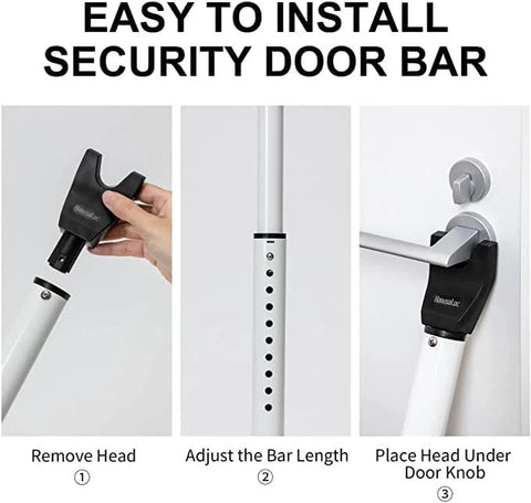 Installation steps for 2 In 1 Door Security Bar For Hinged And Sliding Doors Adjustable Heavy Duty Jammer With Interchangeable Heads