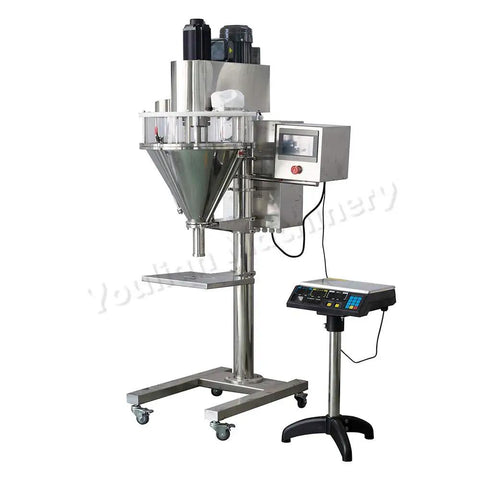 No Nonsense Heavy Duty Semi Automatic Auger Powder Filling Machine Built Tough For Food And Beverage Packaging with stainless steel finish.