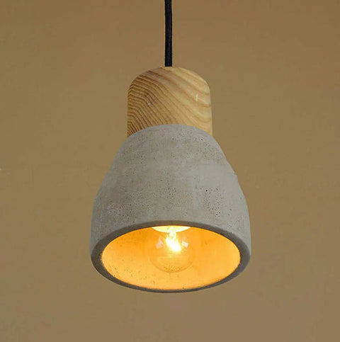 Cool Concrete Pendant Light For Dining Room And Kitchen Bar Nordic Industrial Hanging Light Fixture with wood accent.