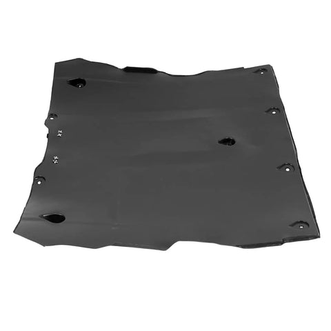 Heavy Duty Front Underbody Splash Guard Shield Fits 2017 Through 2026 Tesla Model 3 And Model Y, black high-density plastic, flat design.