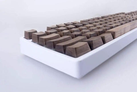 GH60 Full Set Solid Wood Keycaps For Cherry Mx Switch Mechanical Gaming Keyboards 104 Keys handmade wood keycaps side view