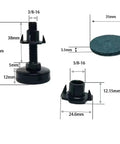 Set of 16 Adjustable Leveling Feet With 3/8 Inch Thread For Furniture Levelers, Heavy Duty Bolts For Tables, Chairs, Cabinets, And More, Height Adjustable Rotating Thread Design With Large Bearing Base To Protect Floors On Uneven Surfaces, black 3/8-16 feet with 35mm base and 55mm height