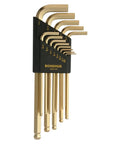 13-piece Long Arm Balldriver L Wrench Set with GoldGuard Finish, inch sizes 0.050 to 3/8, ball end hex keys on display