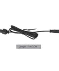 Heavy Duty 3.3 Foot Deck Light Extension Cable With Sturdy Two Pin IP67 Waterproof Male Female Connector, black wiring cord.