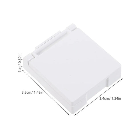 White Safety Switch Protector Button Guard Cover Hinged Adhesive, dimensions 3.8cm x 3.4cm x 1cm, for home electronics