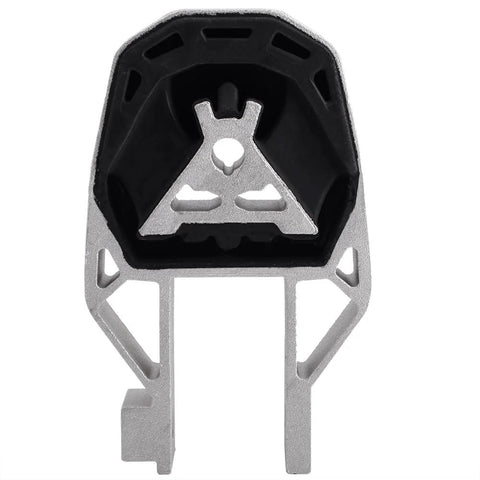 Front view of silver and black bracket from Engine And Transmission Mount Kit For Focus 2012 2013 2014 2015 2016 2017 2018 2.0L L4 Replacement Set Of Three Beefed Up OE Style Brackets For A Smooth Ride And Quieter Cabin.