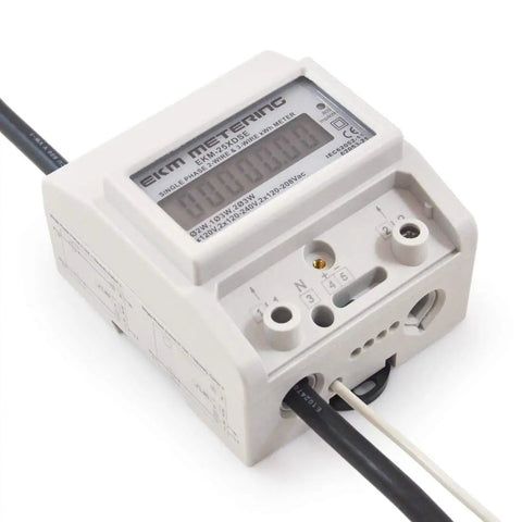 Single Phase KWh Meter Pass Through For Electrical Monitoring DIY 100A 120V To 240V Two Or Three Wire 60Hz LCD Display White