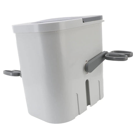 No Sweat Portable Manual Hand Crank Clothes Washer Ditch The Cord Compact Laundry Drum Eco Friendly Spin Dryer lightweight gray plastic construction with handle.
