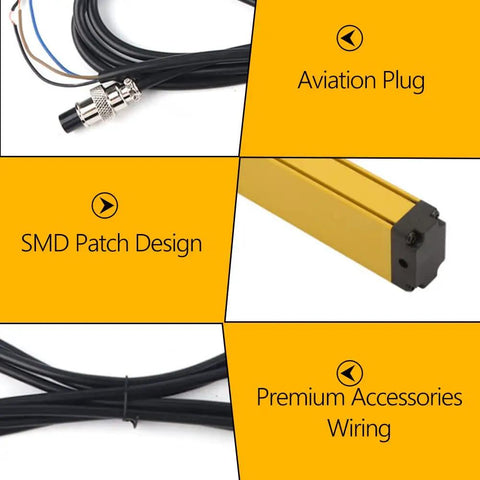 Industrial Light Curtain Sensor Switch With 4 6 8 10 Or 12 Beam Options, showing aviation plug and SMD patch design details