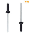 Aluminum Blind Rivets Kit One Eighth By Half Inch, 100 Pieces Black Pop Rivets For DIY Home Projects, Rustproof Aluminum Alloy Rivets