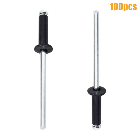 Aluminum Blind Rivets Kit One Eighth By Half Inch, 100 Pieces Black Pop Rivets For DIY Home Projects, Rustproof Aluminum Alloy Rivets