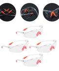 Rugged 4 Piece Set Of Anti Fog Safety Glasses Featuring Rock Solid Polycarbonate Shields and Soft Silicone Gaskets For Heavy Duty Workshop Protection Clear Impact Resistant Eyewear For Pros And Crew, showcasing four pairs with orange accents.