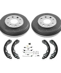 Rear Brake Drum And Shoe Kit For 99-03 Mazda Protege Plus 02-03 Protege5 With Non Asbestos Organic Pads, two drums and shoes