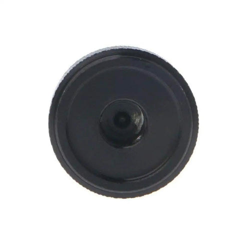 Front view of Black Aluminum Rotary Potentiometer Knob With 0.24 Inch Hole 20mm By 16mm Size PU Interior For Durable Protection Easy Gripping Dial