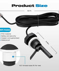 Flow Switch GLX-FLO-RP For Hayward Goldline Aquarite Salt System with 15 ft cable and 1/2'' thread showing dimensions and features.