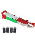 Adjustable Handheld Seeder Tool For Peanuts Corn And Beans with fertilizer spreader, shown with interchangeable nozzles.