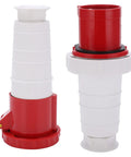 Heavy Duty 63A 5 Pin Industrial Plug Power Connector For 3 Phase 5 Wires IP67 380 To 415V Waterproof Electrical Connector Built Like A Tank For Tough Industrial Use And Heavy Machinery, white and red