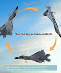 F22 Raptor RC Plane With LED Lights 4CH 3D 6G Gyro 2.4GHz performing a 360-degree roll in the sky, showing flying capabilities.