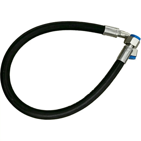 Top Shelf Heavy Duty Pneumatic Hose Assembly For Rotary Screw Air Compressors, flexible black rubber construction, smooth air delivery.