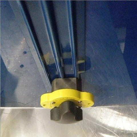 Magswitch MagJig 95 magnetic base clamp, yellow knob, mounted on blue metal surface.