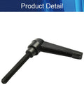 M8 x 60mm Adjustable Clamping Lever Handle Aluminum Alloy Durable Black Finish For Machinery Welding And Printing Equipment Workhorse Grip Heavy-Duty Rust-Resistant Set Of 5, angled view