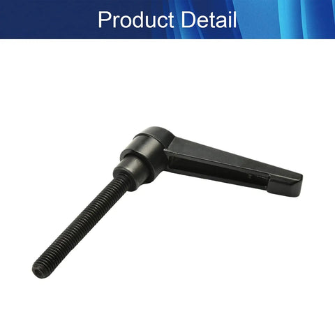 M8 x 60mm Adjustable Clamping Lever Handle Aluminum Alloy Durable Black Finish For Machinery Welding And Printing Equipment Workhorse Grip Heavy-Duty Rust-Resistant Set Of 5, angled view