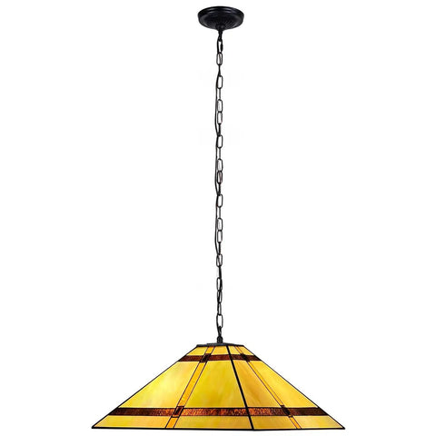Cream Cross Tiffany Pendant Light With Vintage Vibe Glass, 16 Inch Stained Glass Hanging Lamp with amber stained glass shade