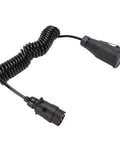 Coiled Trailer Plug Adapter 7 Pin To 13 Pin Socket 9.84 Foot RV Extension Cable For Trailers Campers And Vans With Stable Power Transmission And Easy Hookups, black coiled connector