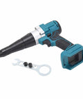 Efficient And Safe Brushless Cordless Rivet Gun 18V Electric Kit With High Capacity Battery For Heavy Duty Fastening Jobs That Hit Hard, shown with nozzles