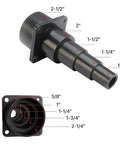 Shop Vac Adapter Step Reducer For Wet Dry Vacs showing sizes 2-1/2 to 1 inch, made of soft plastic, designed for dust collection.
