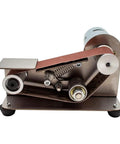 Knockout Mini Belt Sander And Slick Dual Voltage Polisher With Tough Fixed Angle Grinding Wheel For Swift Knife Sharpening And No Sweat Diy Jobs Powered By Zippy 775 Motor Workhorse For Tradesmen, compact design with grinding belt.