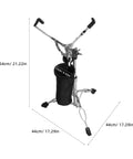 Killer Double Braced Snare Drum Stand With Stick Sleeve, features a heavy-duty rubber tripod, height adjustable from 16 to 22 inches.