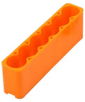 Heavy Duty 6-Station Adjustable Battery Welding Clamp Fixture Holder For Lithium Cells With Durable Industrial Plastic Build And Secure Grip in bright orange.